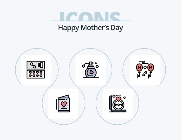 Happy Mothers Day Line Filled Icon Pack Icon Design Perfume — Vector de stock