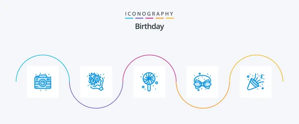 Birthday Blue Icon Pack Including Birthday Decoration Romance Christmas Birthday — Stockvektor