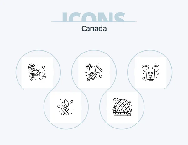 Canada Line Icon Pack Icon Design Sport Log Hockey Canada — Wektor stockowy