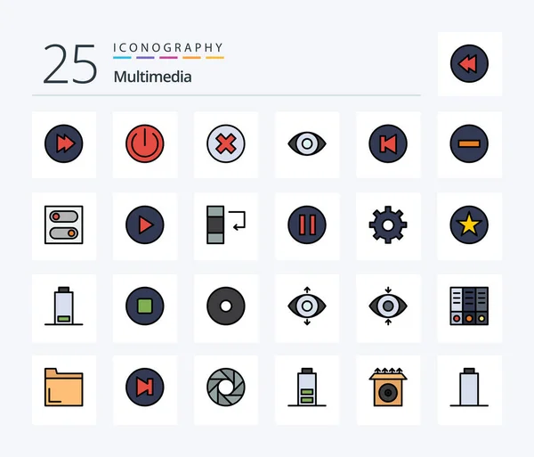 Multimedia Line Filled Icon Pack Including Remove Degrees Delete Multimedia — Image vectorielle