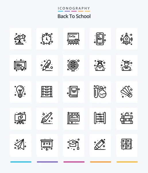 Creative Back School Outline Icon Pack Bell Back School Art — Image vectorielle