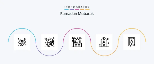 Ramadan Line Icon Pack Including Islam Decoration Desert Pray Islam — Vector de stock