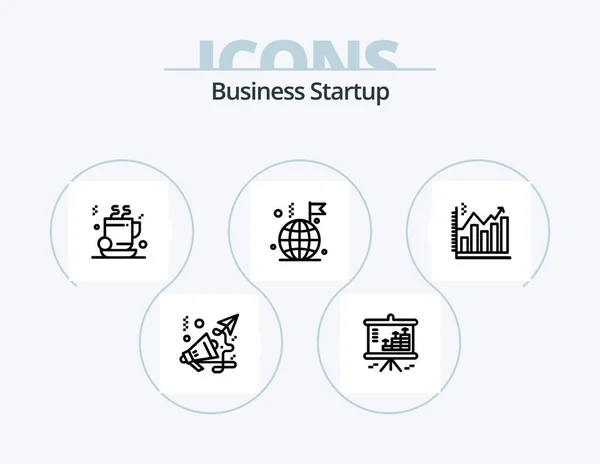 Business Startup Line Icon Pack Icon Design Loading Dollar Tea — Image vectorielle