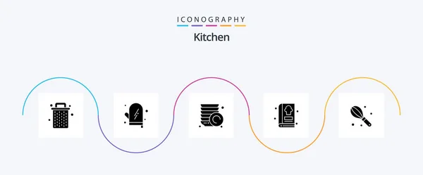 Kitchen Glyph Icon Pack Including Wire Manual Kitchen Kitchen Cooking — Wektor stockowy