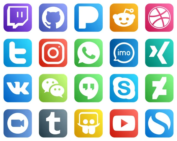 Essential Social Media Icons Wechat Xing Meta Audio Icons Fully — Stockvector
