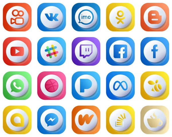 Cute 3D Gradient Social Media Icon Set 20 icons such as dribbble. blog. fb and twitch icons. High-Resolution and Unique