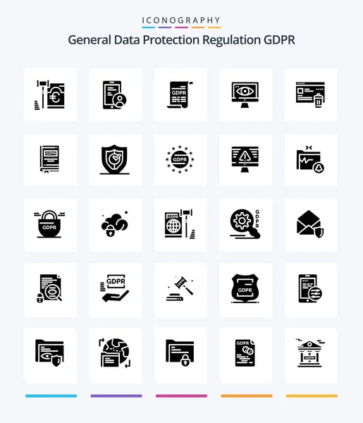 Creative Gdpr Glyph Solid Black Icon Pack Security Security General — Stok Vektör