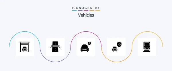 Vehicles Glyph Icon Pack Including Train Rail Car Security Car — Stockvector