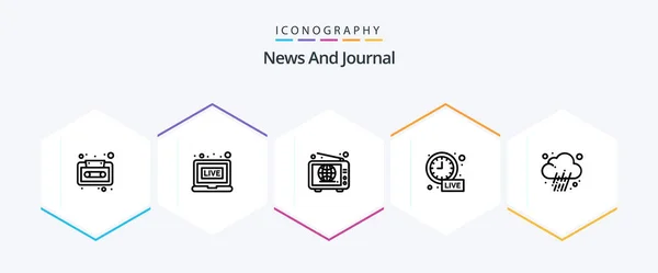 News Line Icon Pack Including Prediction Journalist Wide Live Update — Wektor stockowy