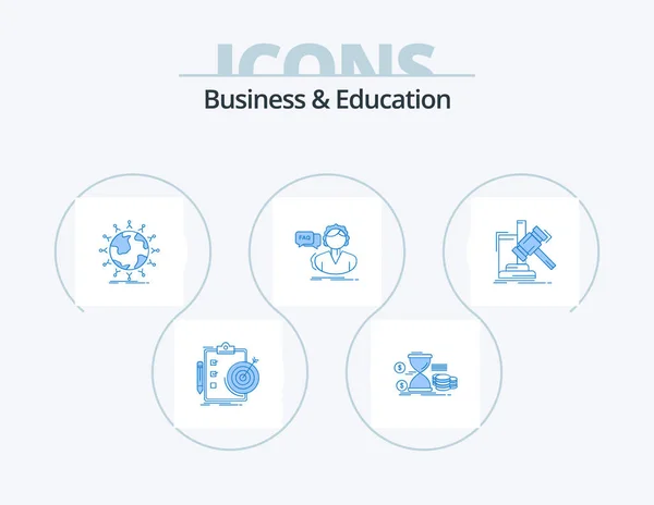 Business Education Blue Icon Pack Icon Design Call Faq Time — Vector de stock