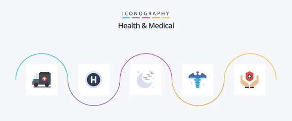 Health Medical Flat Icon Pack Including Shield Sign Medicine Pharmacy — Archivo Imágenes Vectoriales