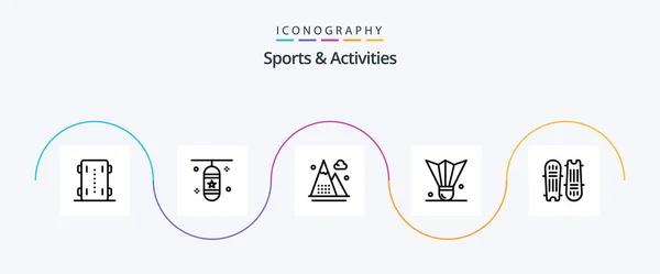 Sports Activities Line Icon Pack Including Feather Shuttlecock Badminton Sports — 图库矢量图片