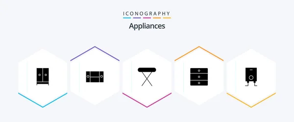 Appliances Glyph Icon Pack Including Boiler Home Appliances Home Appliances — Stockvektor