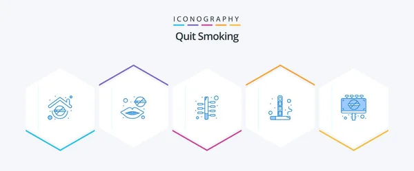 Quit Smoking Blue Icon Pack Including Banned Smoking Tobacco Smoking — Image vectorielle
