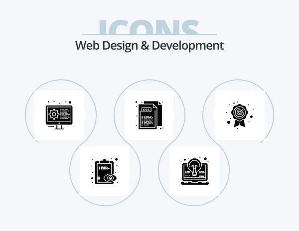 Web Design Development Glyph Icon Pack Icon Design Best Quality — Stok Vektör