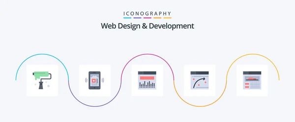 Web Design Development Flat Icon Pack Including Site Analytics Hosting — 图库矢量图片