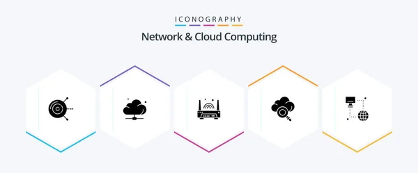 Network Cloud Computing Glyph Icon Pack Including Technology Technology Technology — Stock Vector
