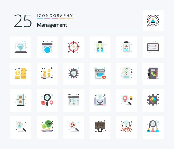 Management Flat Color Icon Pack Including Chart Planning Rating Plan — Vettoriale Stock