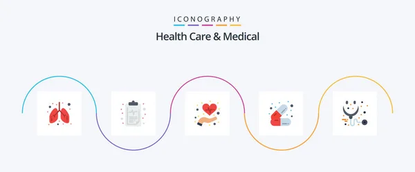 Health Care Medical Flat Icon Pack Including Health Medicines Care — Stockvektor
