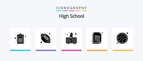 High School Glyph Icon Pack Including Sport Search High School — Archivo Imágenes Vectoriales
