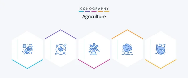 Agriculture Blue Icon Pack Including Leaf Plant Farming Nature Agriculture — Stock vektor