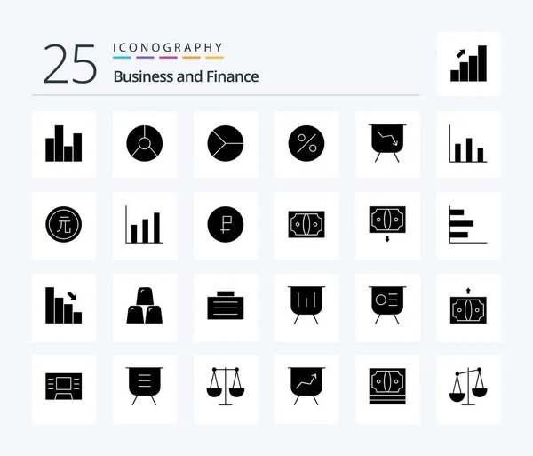 Finance Solid Glyph Icon Pack Including Moderate Finance Graphical Performance — Stock vektor