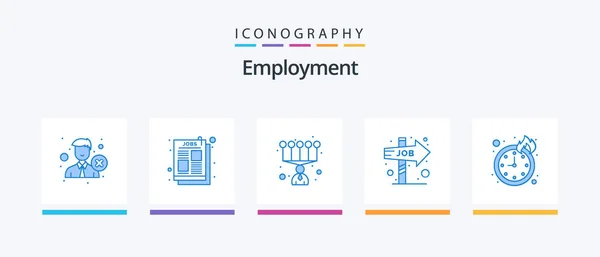 Employment Blue Icon Pack Including Time Opportunity Job Job Direction — Stockový vektor