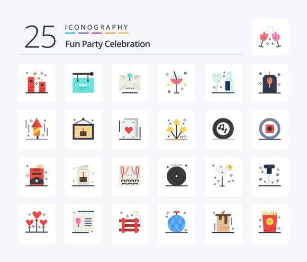 Party Flat Color Icon Pack Including Party Drink Party Carnival — Vetor de Stock