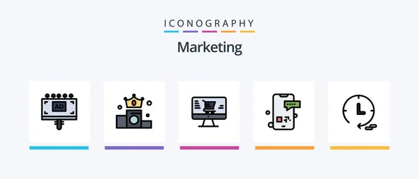 Marketing Line Filled Icon Pack Including Head Marketing Creative Dollar — Stock vektor