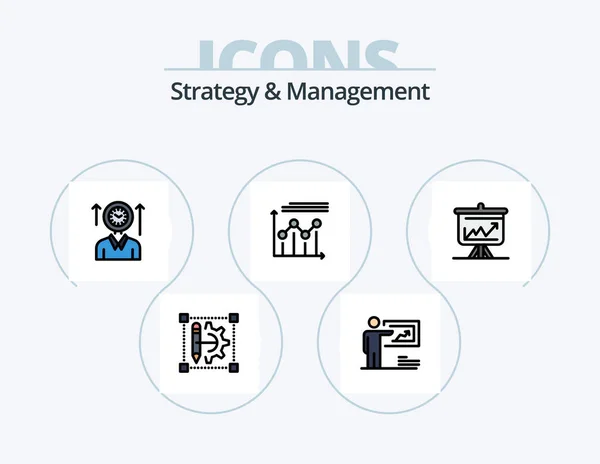 Strategy Management Line Filled Icon Pack Icon Design Support Chat — Stockvector