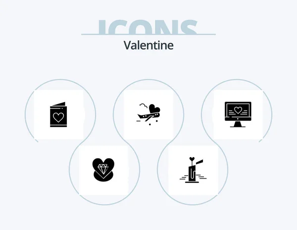 Валентина Глыф Icon Pack Icon Design Любовь Любовь Свеча День — стоковый вектор
