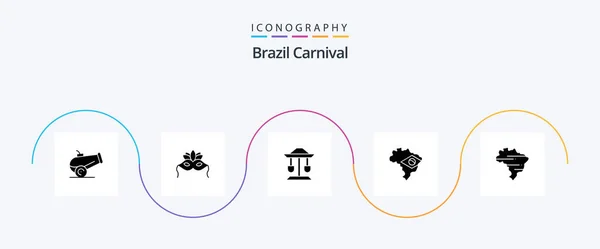 Brazil Carnival Glyph Icon Pack Including Balance Well Venetian Drum — Vetor de Stock