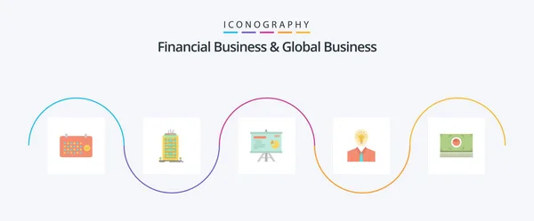 Financial Business Global Business Flat Icon Pack Including Growth Success — 图库矢量图片
