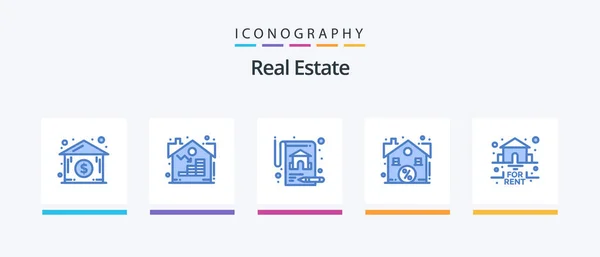 Real Estate Blue Icon Pack Including Rent Property Estate Real — Vettoriale Stock