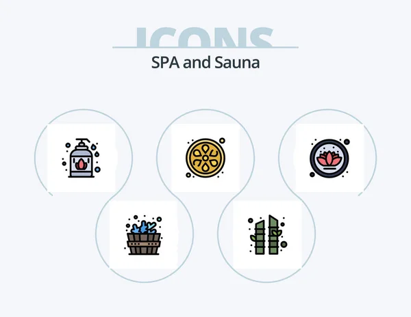 Sauna Line Filled Icon Pack Icon Design Relaxing Bath Yin — Stockvektor