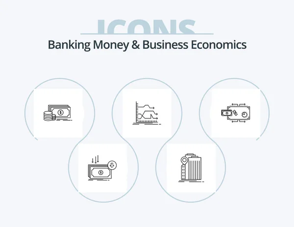 Banking Money Business Economics Line Icon Pack Icon Design Бюджет — стоковий вектор