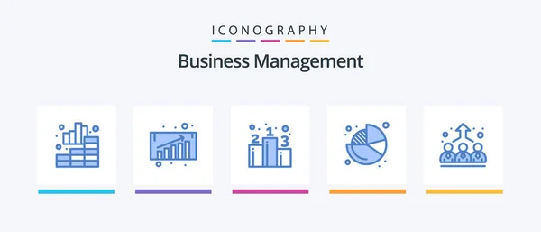 Business Management Blue Icon Pack Including Employer Business Position Pie — Stockvector