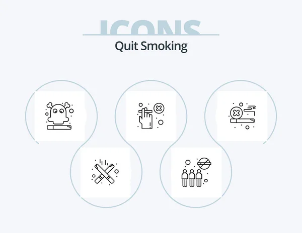 Quit Smoking Line Icon Pack Icon Design Mod Time Lifestyle — 图库矢量图片