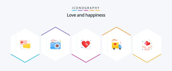 Love Flat Icon Pack Including Protect Love Heart Insurance Love — Vector de stock