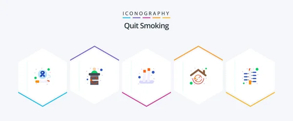 Quit Smoking Flat Icon Pack Including Banned Home Sign Healthcare — Archivo Imágenes Vectoriales