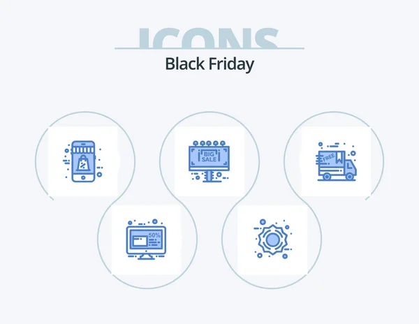 Black Friday Blue Icon Pack Icon Design Cyber Monday Sale — Stockvektor