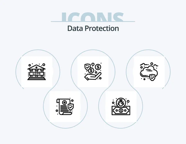 Data Protection Line Icon Pack Icon Design Data Security Cloud — Wektor stockowy
