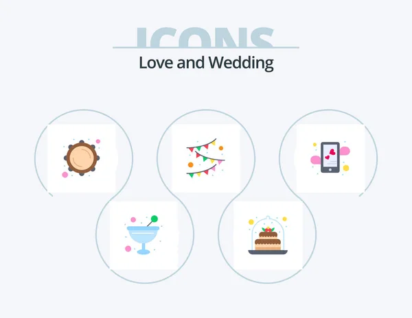 Wedding Flat Icon Pack Icon Design Dating Affection Instrument Celebration — Stock Vector
