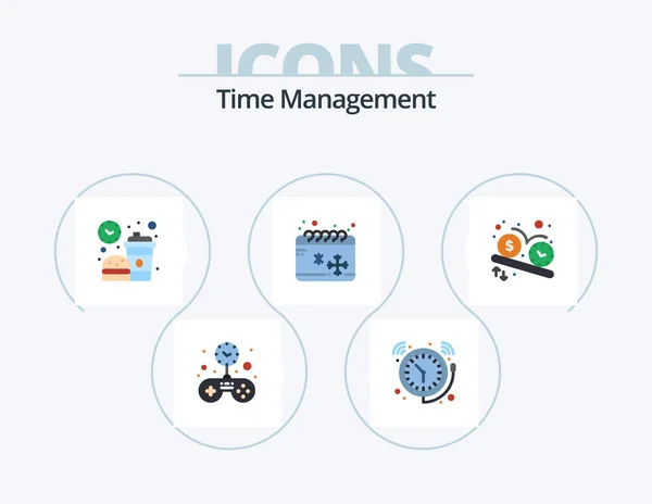 Time Management Flat Icon Pack Icon Design Winter Cold Watch — Archivo Imágenes Vectoriales