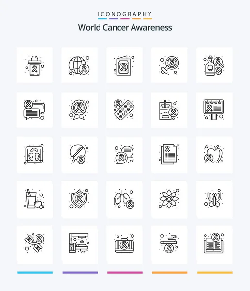 Creative World Cancer Awareness Outline Icon Pack Wine Bottle Health — Wektor stockowy