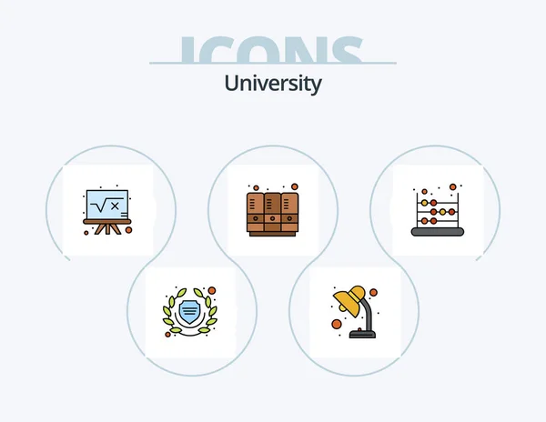 University Line Filled Icon Pack Icon Design Колледж Стекло Трофей — стоковый вектор