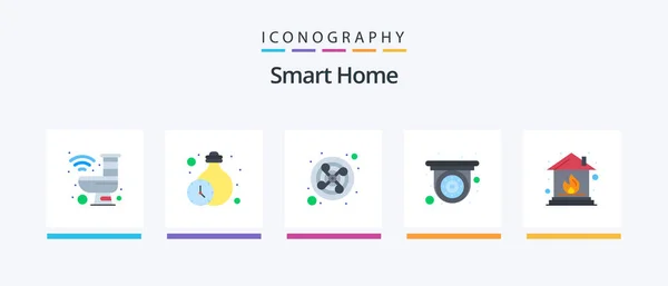 Smart Home Flat Icon Pack Including Home Security Timers Cctv — Vector de stock