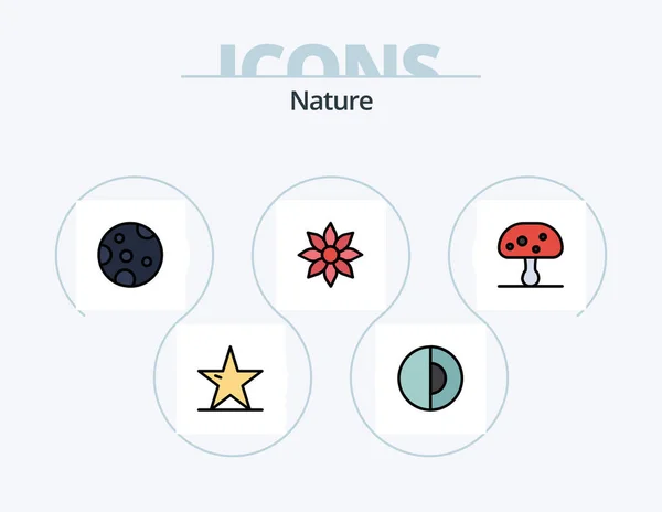 Nature Line Filled Icon Pack Icon Design Stars Sky Nature — 图库矢量图片