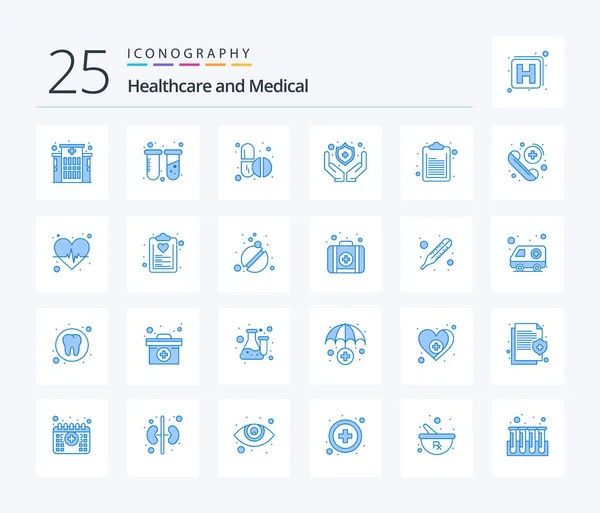 Medical Blue Color Icon Pack Including Call Document Pills Check — Wektor stockowy
