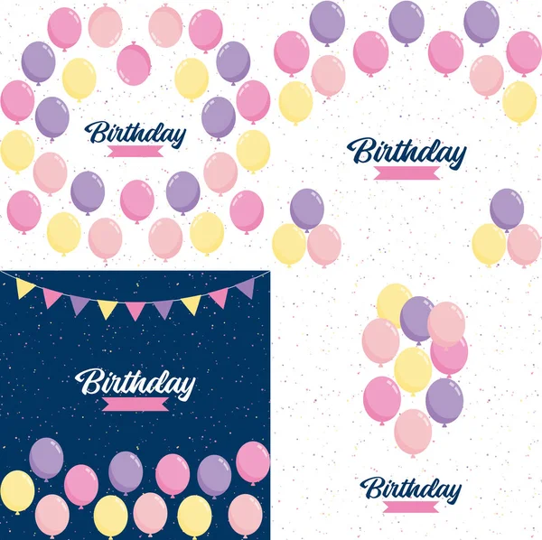 Happy Birthday Design Realistic Cake Illustration Confetti — Stockvector